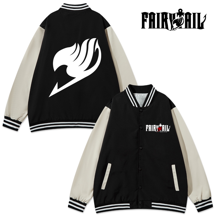 Fairy tail Anime color blocking button top coat from M to 3XL