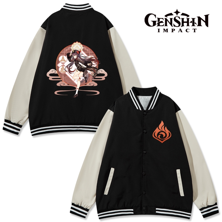 Genshin Impact Anime color blocking button top coat from M to 3XL