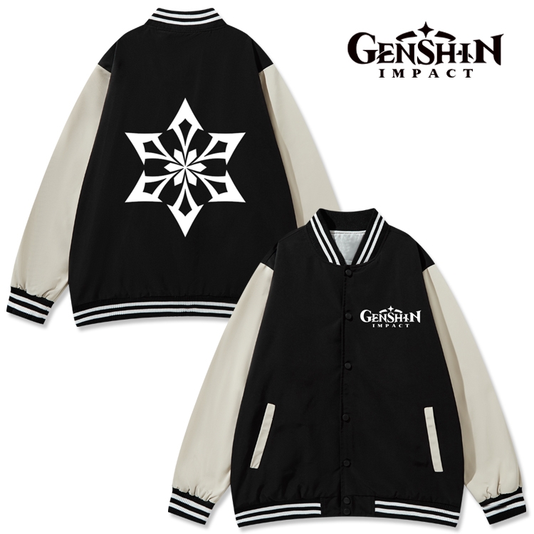 Genshin Impact Anime color blocking button top coat from M to 3XL