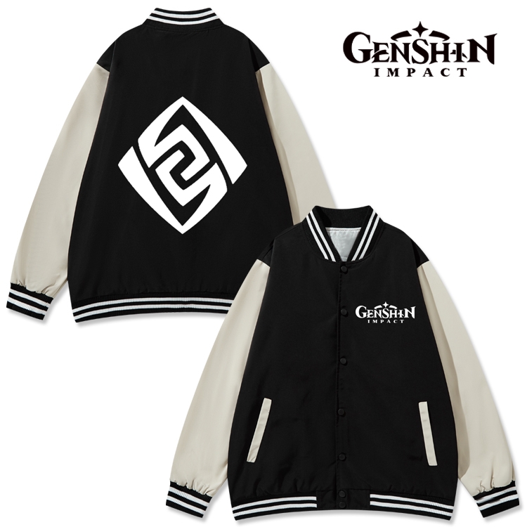 Genshin Impact Anime color blocking button top coat from M to 3XL