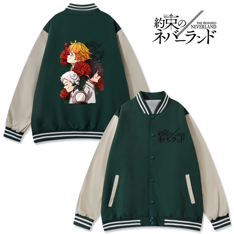 The Promised Neverla Anime color blocking button top coat from M to 3XL