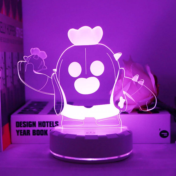 Brawl Stars European 3D night light USB touch switch colorful acrylic table lamp BLACK BASE  2820