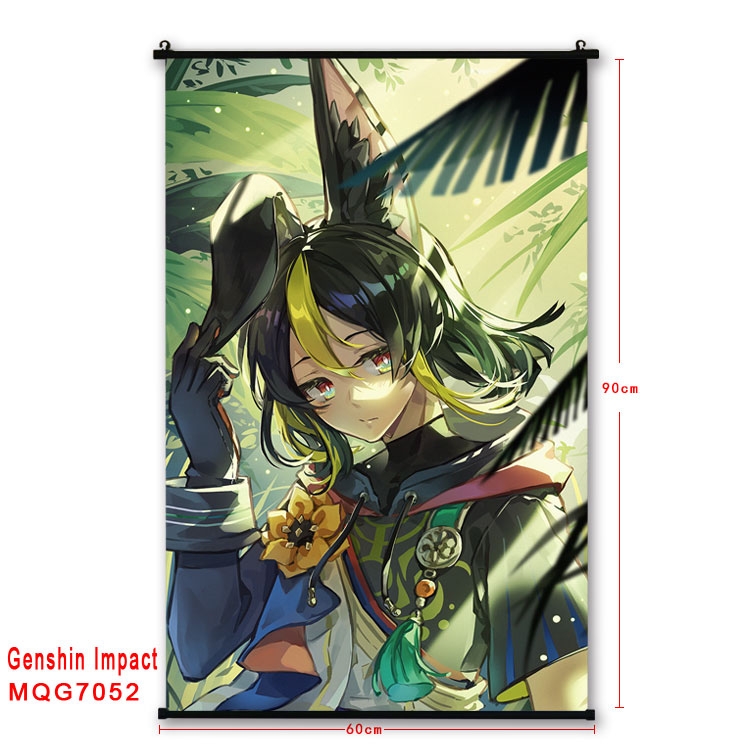 Genshin Impact Anime black Plastic rod Cloth painting Wall Scroll 60X90CM MQG-7052