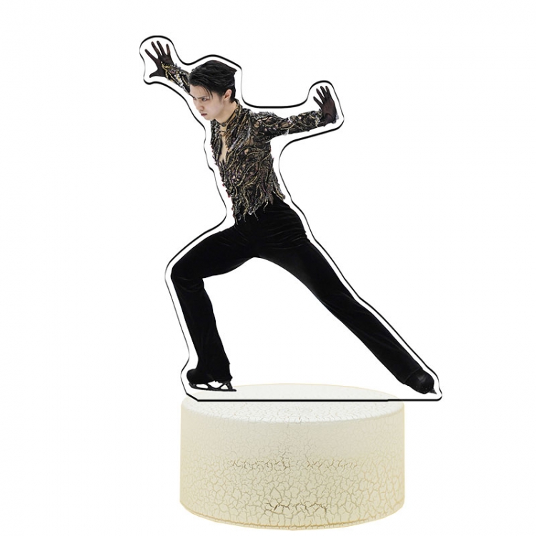 Hanyu-Yuzuru Acrylic Night Light 16 Color-changing USB Interface Box Set 19X7X4CM white base
