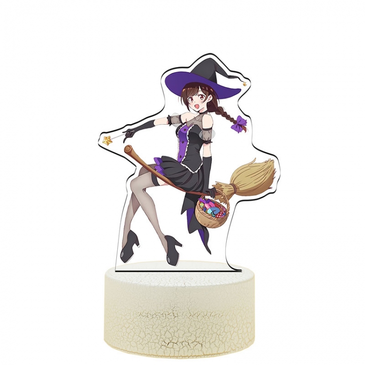 Rent-A-Girlfriend Acrylic Night Light 16 Color-changing USB Interface Box Set 19X7X4CM white base