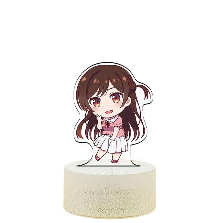 Rent-A-Girlfriend Version Q Acrylic night light 16 kinds of color changing USB interface box 14X7X4CM white base