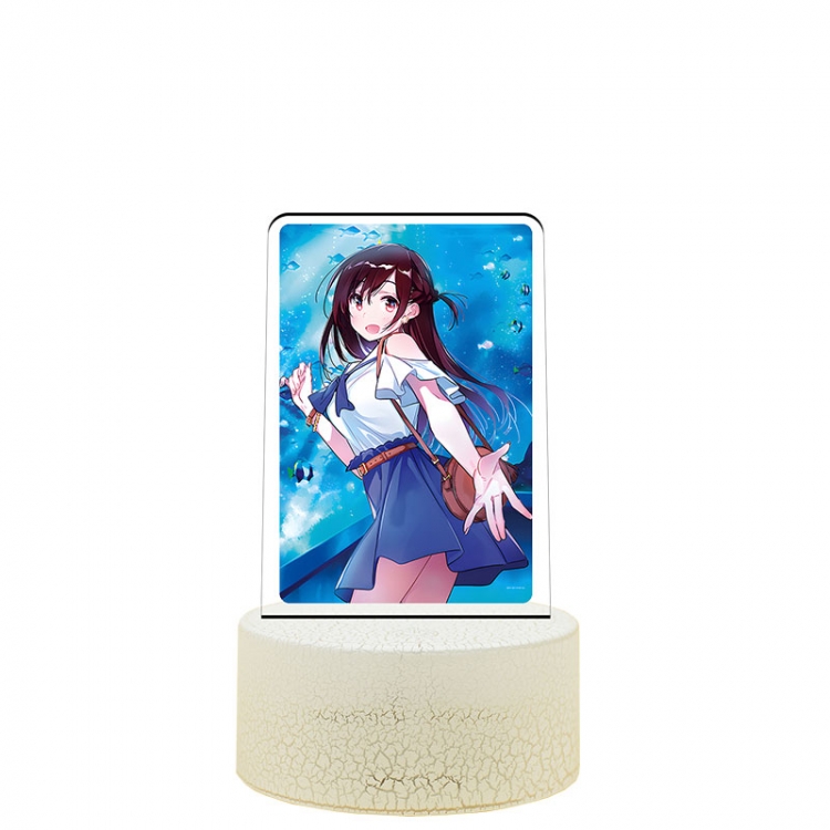 Rent-A-Girlfriend Acrylic night light 16 kinds of color changing USB interface box 14X7X4CM white base