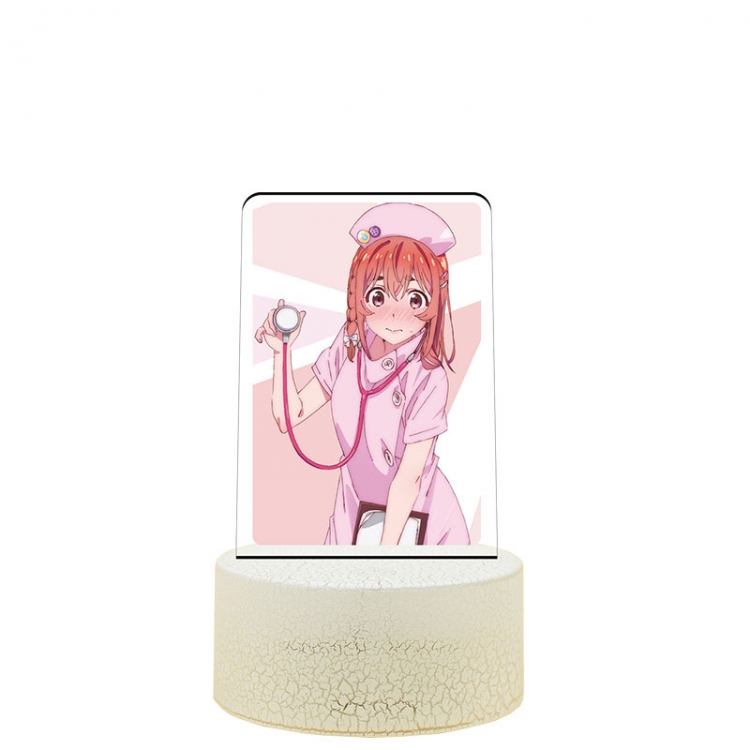 Rent-A-Girlfriend Acrylic night light 16 kinds of color changing USB interface box 14X7X4CM white base
