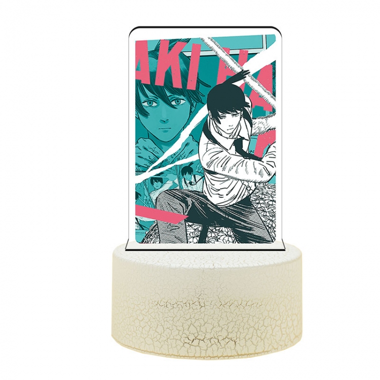 Chainsaw man Acrylic night light 16 kinds of color changing USB interface box 14X7X4CM white base