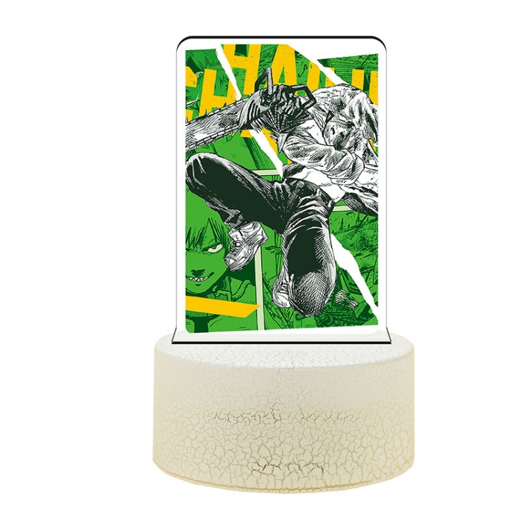 Chainsaw man Acrylic night light 16 kinds of color changing USB interface box 14X7X4CM white base