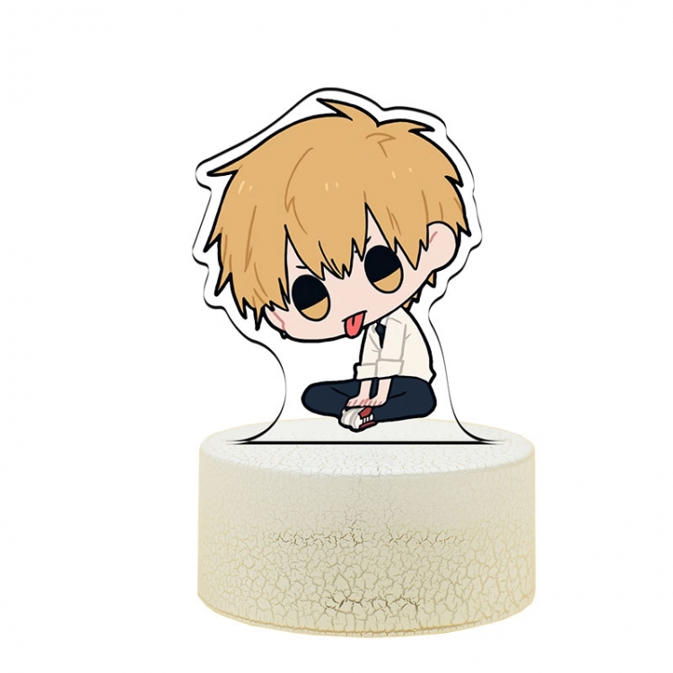 Chainsaw man Version Q Acrylic night light 16 kinds of color changing USB interface box 14X7X4CM white base