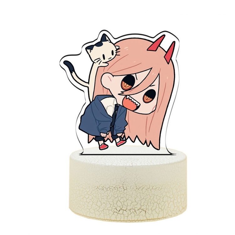 Chainsaw man Version Q Acrylic night light 16 kinds of color changing USB interface box 14X7X4CM white base