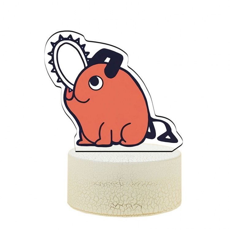 Chainsaw man Version Q Acrylic night light 16 kinds of color changing USB interface box 14X7X4CM white base