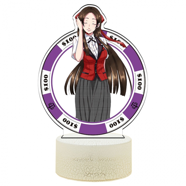 Kakegurui Acrylic Night Light 16 Color-changing USB Interface Box Set 19X7X4CM white base