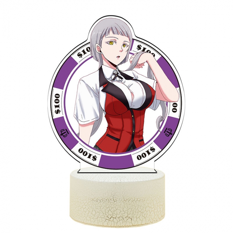 Kakegurui Acrylic Night Light 16 Color-changing USB Interface Box Set 19X7X4CM white base