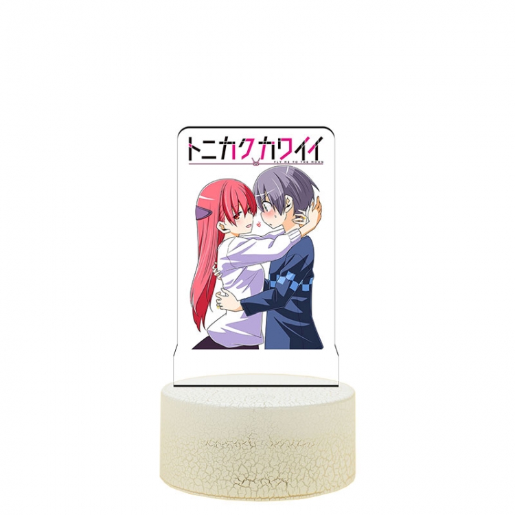 Tonikaku.Cawaii Acrylic night light 16 kinds of color changing USB interface box 14X7X4CM white base