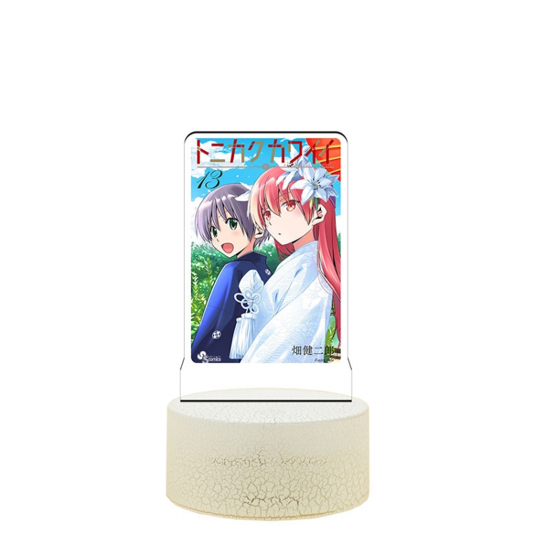 Tonikaku.Cawaii Acrylic night light 16 kinds of color changing USB interface box 14X7X4CM white base
