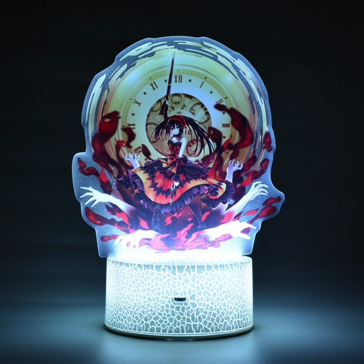 Date-A-Live Acrylic Night Light 16 Color-changing USB Interface Box Set 19X7X4CM white base