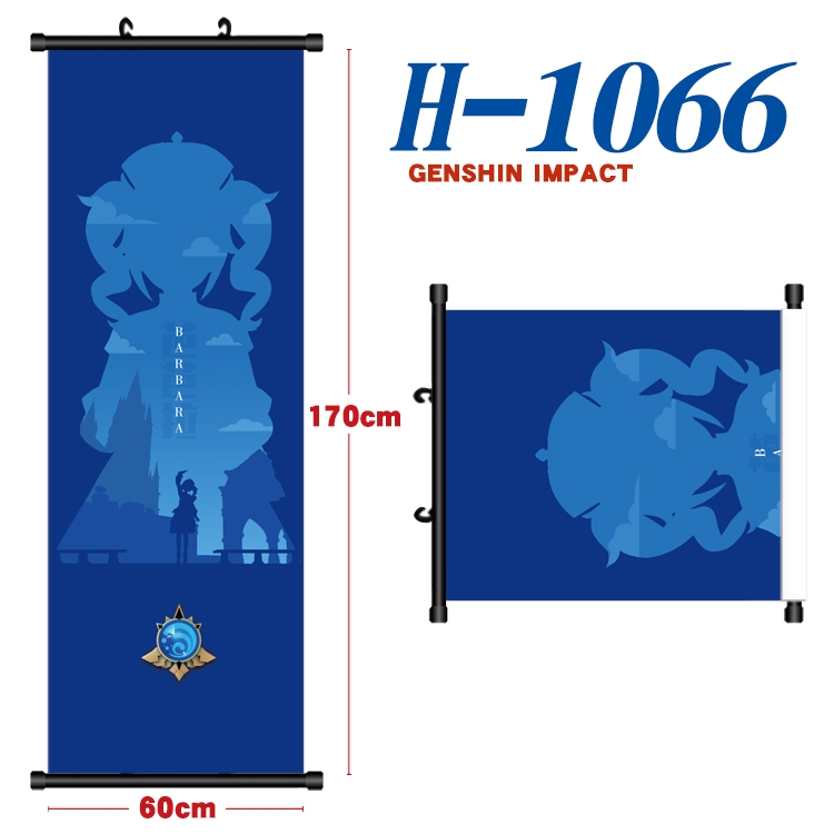 Genshin Impact Black plastic rod cloth hanging canvas painting 60x170cm H-1069A