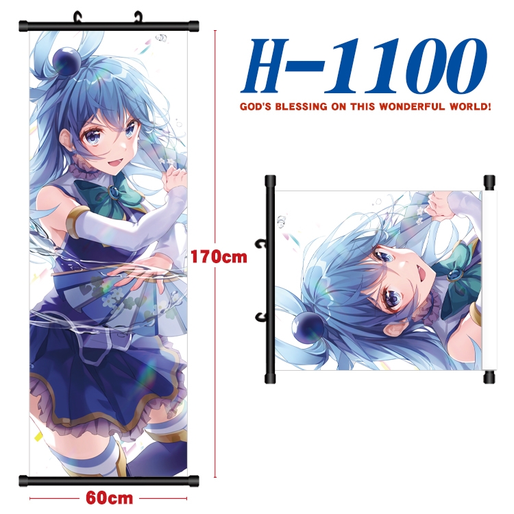 Blessings for a better world Black plastic rod cloth hanging canvas painting 60x170cm H-1100A