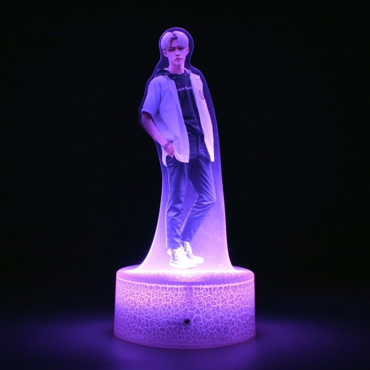 Stray Kids Acrylic Night Light 16 Color-changing USB Interface Box Set 19X7X4CM white base