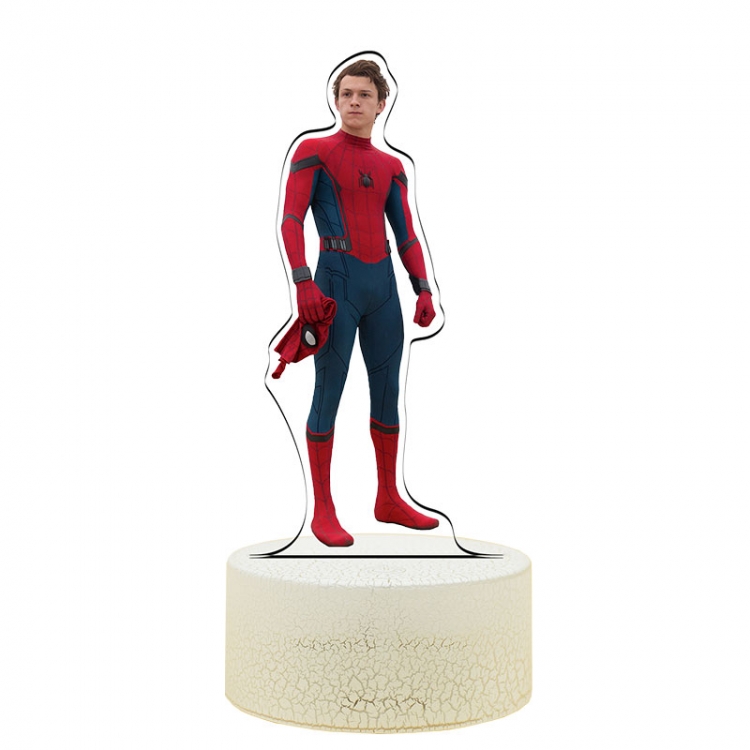Spiderman Acrylic Night Light 16 Color-changing USB Interface Box Set 19X7X4CM white base