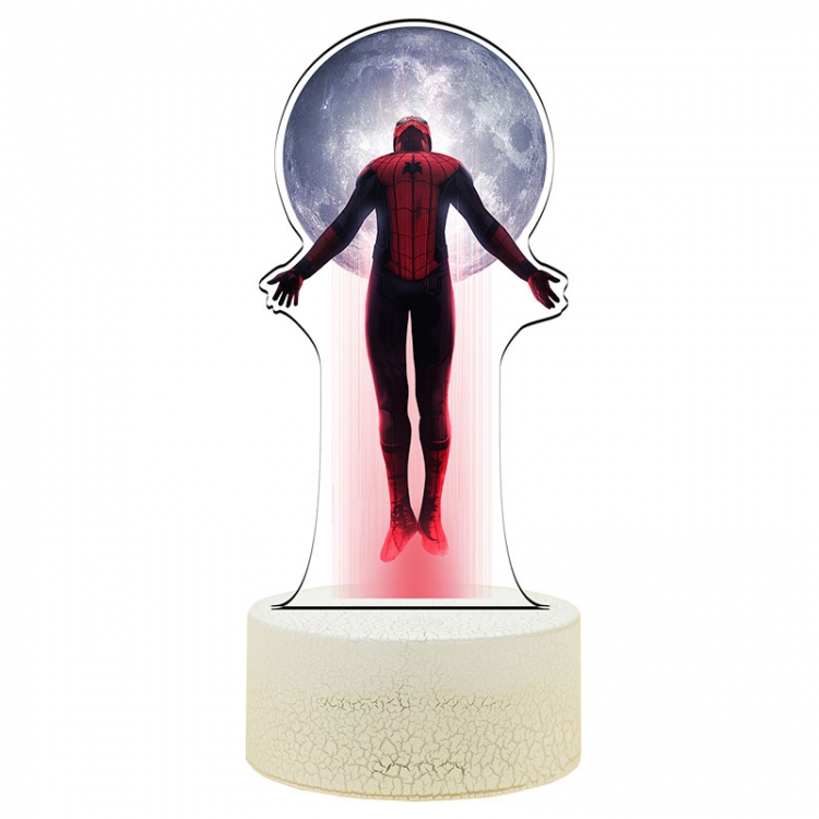 Spiderman Acrylic Night Light 16 Color-changing USB Interface Box Set 19X7X4CM white base
