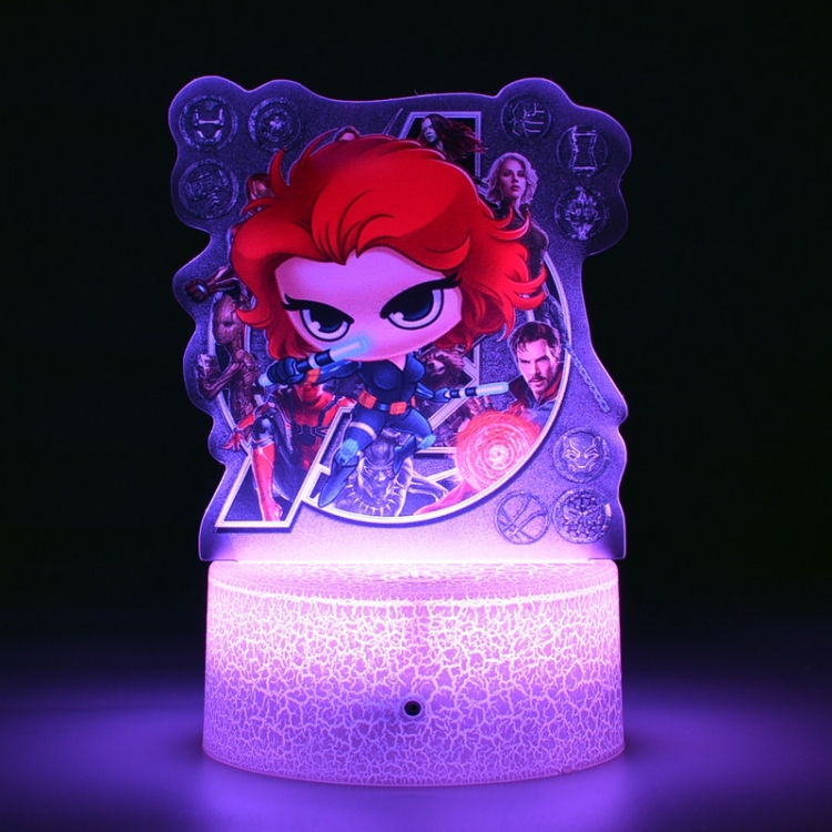 The avengers allianc Version Q Acrylic Night Light 16 Color-changing USB Interface Box Set 14X7X4CM white base