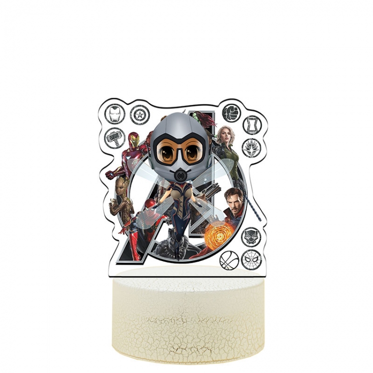 The avengers allianc Version Q Acrylic Night Light 16 Color-changing USB Interface Box Set 14X7X4CM white base