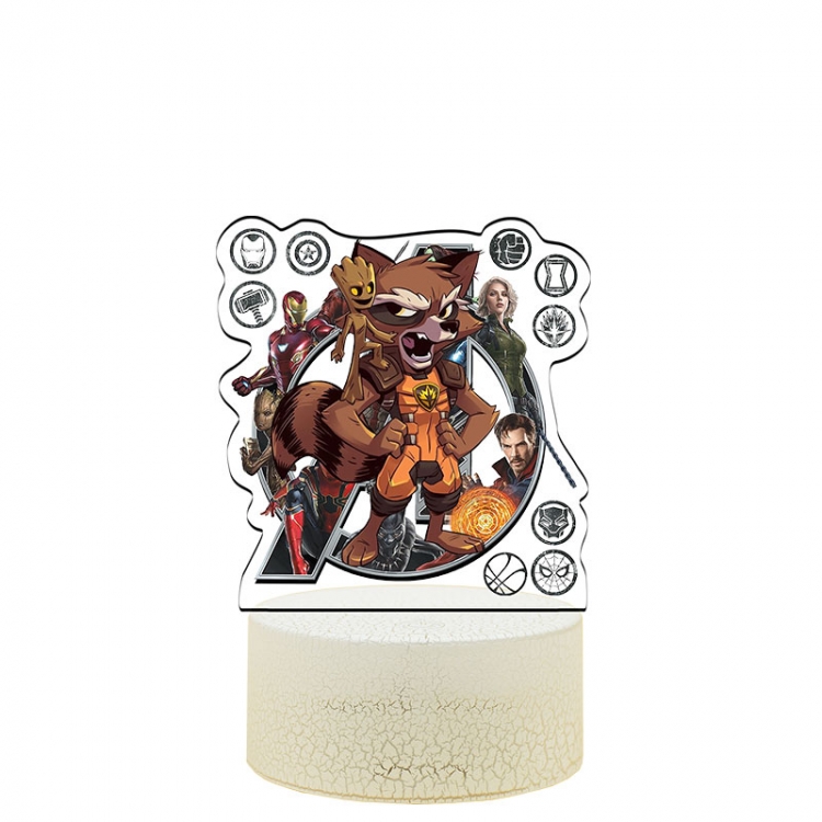 The avengers allianc Version Q Acrylic Night Light 16 Color-changing USB Interface Box Set 14X7X4CM white base