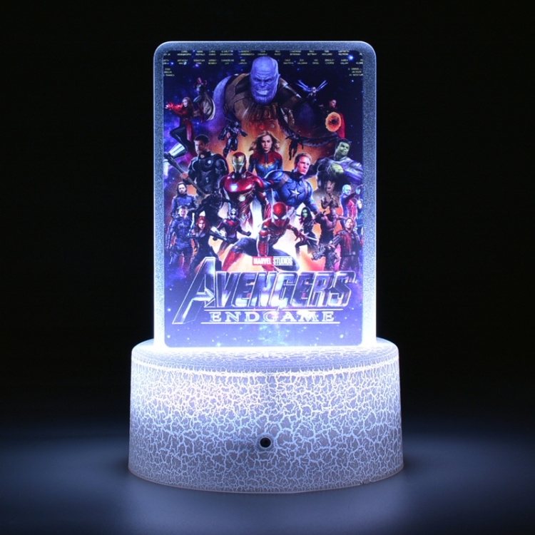 The avengers allianc Acrylic night light 16 kinds of color changing USB interface box 14X7X4CM white base