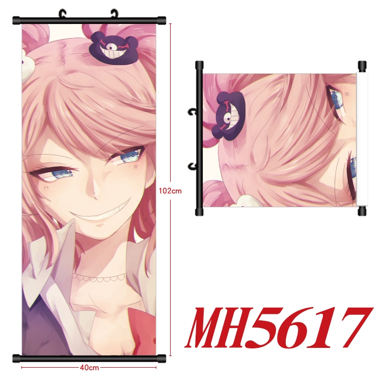 Dangan-Ronpa Anime black Plastic rod Cloth painting Wall Scroll 40X102CM MH5617A