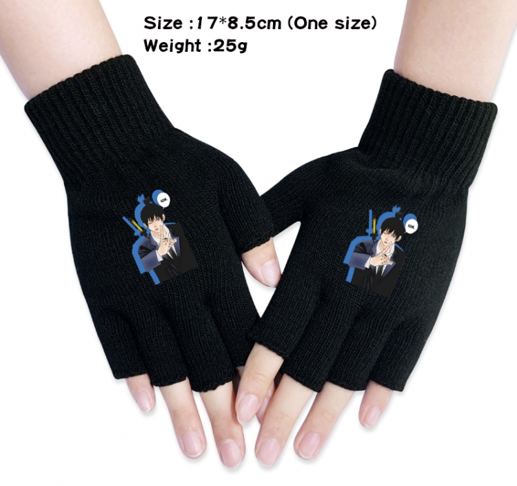 Chainsaw man Anime knitted half finger gloves 17x8.5cm
