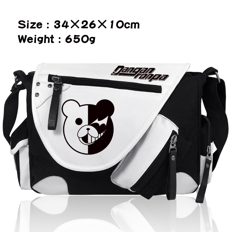 Dangan-Ronpa Anime PU Colorblock Leather Shoulder Crossbody Bag 34x26x10cm