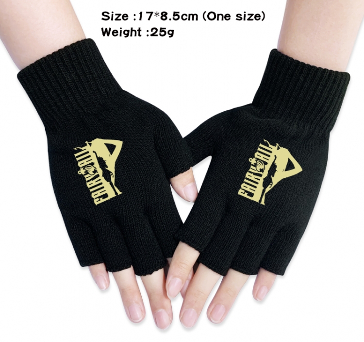 Fairy tail Anime knitted half finger gloves 17x8.5cm