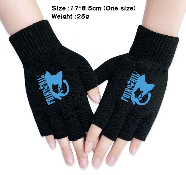 Fairy tail Anime knitted half finger gloves 17x8.5cm