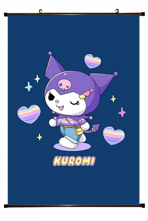 Kuromi Cartoon black Plastic rod Cloth painting Wall Scroll 60X90CM Z3-54