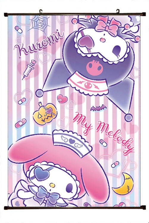 Kuromi Cartoon black Plastic rod Cloth painting Wall Scroll 60X90CM  Z3-51