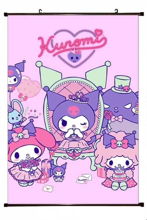 Kuromi Cartoon black Plastic rod Cloth painting Wall Scroll 60X90CM Z3-64