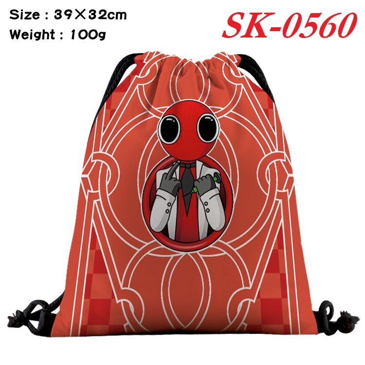 Rainbow friends cartoon Waterproof Nylon Full Color Drawstring Pocket 39x32cm  SK-0560