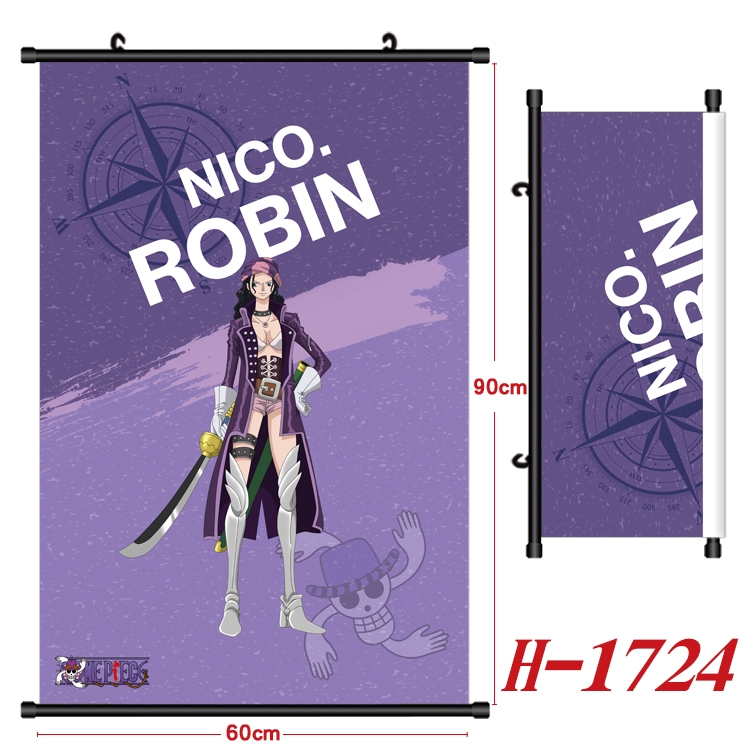 One Piece Anime Black Plastic Rod Canvas Painting 60X90CM H-1724A