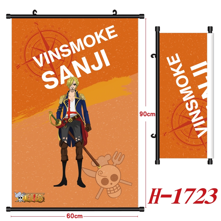 One Piece Anime Black Plastic Rod Canvas Painting 60X90CM H-1723A