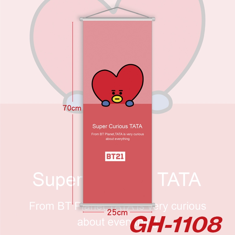 BTS Plastic Rod Cloth Small Hanging Canvas Painting 25x70cm price for 5 pcs GH-1108A