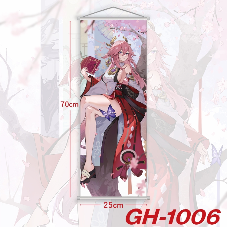Genshin Impact Plastic Rod Cloth Small Hanging Canvas Painting 25x70cm price for 5 pcs GH-1006A