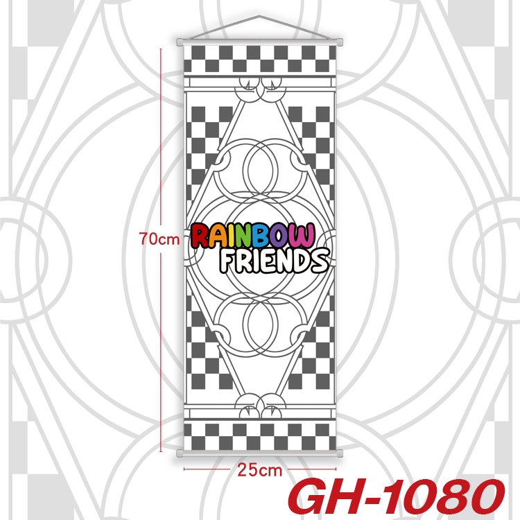 Rainbow friends Plastic Rod Cloth Small Hanging Canvas Painting 25x70cm price for 5 pcs  GH-1080A