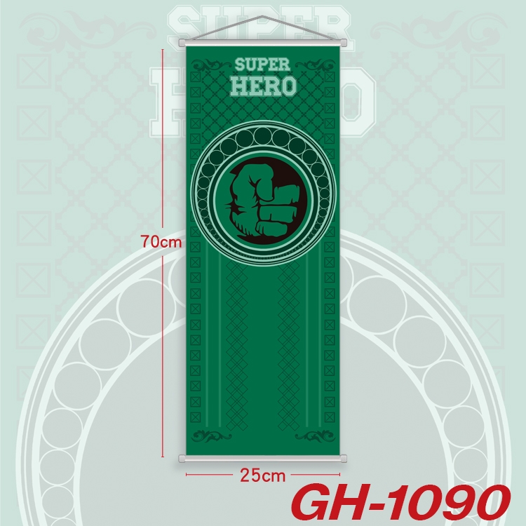 Superhero Plastic Rod Cloth Small Hanging Canvas Painting 25x70cm price for 5 pcs GH-1090A