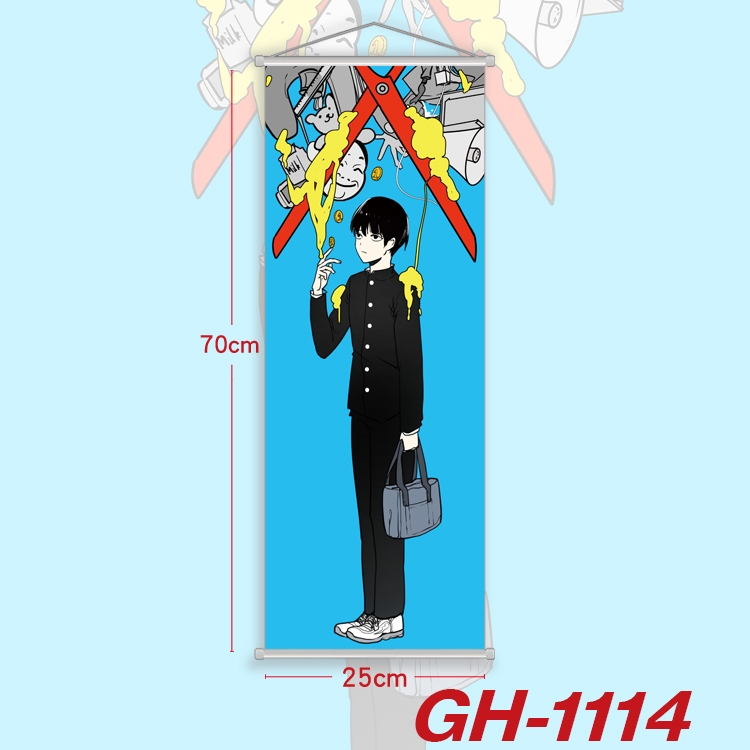 Mob Psycho 100 Plastic Rod Cloth Small Hanging Canvas Painting Wall Scroll 25x70cm price for 5 pcs GH-1114A