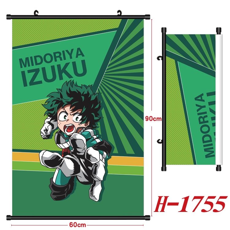 My Hero Academia Anime Black Plastic Rod Canvas Painting Wall Scroll 60X90CM H-1755A