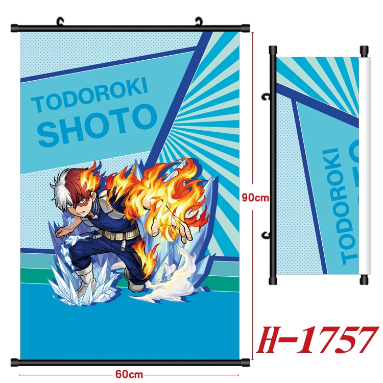 My Hero Academia Anime Black Plastic Rod Canvas Painting Wall Scroll 60X90CM H-1757A