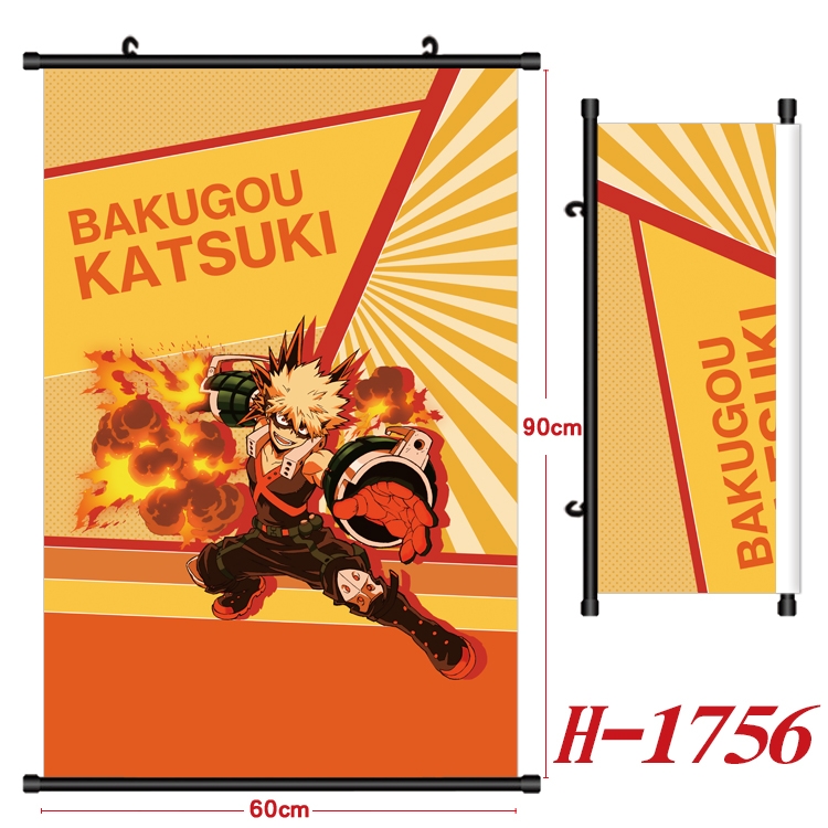 My Hero Academia Anime Black Plastic Rod Canvas Painting Wall Scroll 60X90CM H-1756A